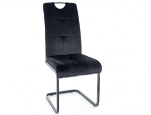 SCAUN DINING, NEGRU BLUVEL 19/NEGRU MAT, TAPITERIE DIN CATIFEA SI PICIOARE DIN METAL, STIL MODERN