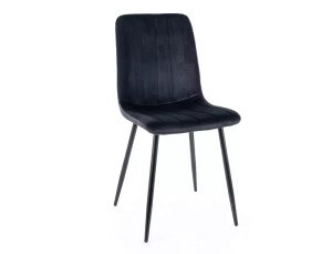 SCAUN DINING, NEGRU BLUVEL 19/NEGRU MAT, TAPITERIE DIN CATIFEA SI PICIOARE DIN METAL, STIL MODERN