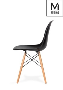 SCAUN DINING/OFFICE DSW NEGRU/FAG, CU PICIOARE DIN LEMN SI SPATAR DIN PLASTIC, STIL MODERN MINIMALIST - Img 2