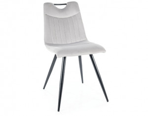 SCAUN DINING ORFE, GRI DESCHIS BLUVEL 03/NEGRU MAT, TAPITERIE DIN CATIFEA SI PICIOARE DIN METAL, STIL MODERN - Img 1