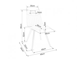 SCAUN DINING ORFE, GRI DESCHIS BLUVEL 03/NEGRU MAT, TAPITERIE DIN CATIFEA SI PICIOARE DIN METAL, STIL MODERN - Img 3