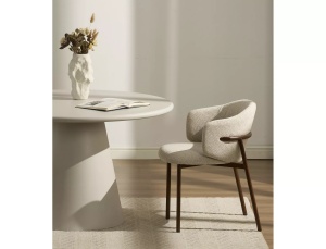 SCAUN DINING, OSAKA, CULOARE BEJ DESCHIS 255/NUC, TAPITERIE DIN TEXTIL SI METAL, STIL MODERN - Img 6