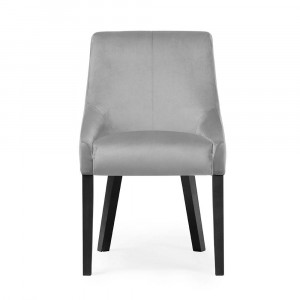 SCAUN DINING PAWEL, GRI/NEGRU, TAPITERIE DIN CATIFEA SI PICIOARE DIN LEMN, STIL MODERN - Img 2