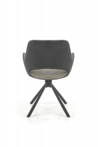 SCAUN DINING PIVOTANT K494, GRI/NEGRU, TAPITERIE DIN STOFA SI PIELE ECOLOGICA SI PICIOARE DIN METAL, STIL MODERN - Img 3