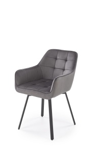 SCAUN DINING PIVOTANT K588, GRI/NEGRU, TAPITERIE DIN CATIFEA SI PICIOARE DIN METAL, STIL MODERN