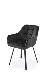 SCAUN DINING PIVOTANT K588, NEGRU/NEGRU, TAPITERIE DIN CATIFEA SI PICIOARE DIN METAL, STIL MODERN