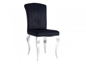 SCAUN DINING PRINCE, NEGRU TAP 186/CROM, TAPITERIE DIN CATIFEA SI PICIOARE DIN METAL, STIL MODERN