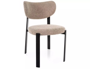 SCAUN DINING RIN, BEJ 253/NEGRU MAT, TAPITERIE DIN TEXTIL SI PICIOARE DIN METAL, STIL MODERN