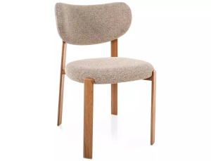 SCAUN DINING RIN D, BEJ 253/STEJAR, TAPITERIE DIN TEXTIL SI PICIOARE DIN METAL, STIL MODERN - Img 6