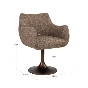 SCAUN DINING ROTATIV ALDO, REALIZAT DIN METAL, LEMN DE FAG SI TEXTIL, CULOARE MARO, DESIGN DEOSEBIT, RICHMOND INTERIORS - Img 2