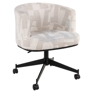 SCAUN DINING ROTATIV CU ROTI, ROCHENNE, REALIZAT DIN METAL, LEMN DE FAG SI TEXTIL, CULOARE BEJ, DESIGN DEOSEBIT, RICHMOND INTERIORS