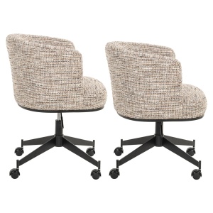 SCAUN DINING ROTATIV ROCHENNE, REALIZAT DIN METAL, LEMN DE FAG SI TEXTIL, CULOARE CREM/MARO, DESIGN DEOSEBIT, RICHMOND INTERIORS - Img 3