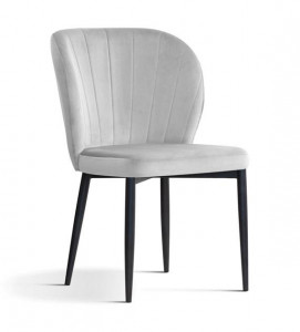 SCAUN DINING SHELLY, GRI/NEGRU, TAPITERIE DIN CATIFEA SI PICIOARE DIN METAL, STIL MODERN