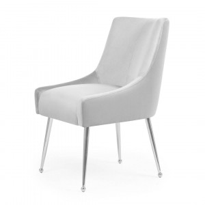 SCAUN DINING SIZAR, GRI/CROM, TAPITERIE DIN CATIFEA SI PICIOARE DIN METAL, STIL MODERN - Img 6