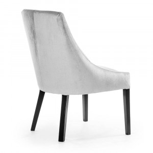 SCAUN DINING SORRO, GRI/NEGRU, TAPITERIE DIN CATIFEA SI PICIOARE DIN LEMN, STIL MODERN, - Img 2