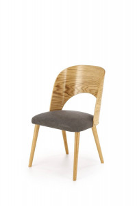 SCAUN DINING STIL CADIZ, GRI/STEJAR, CU TAPITERIE DIN STOFA SI PICIOARE DIN LEMN, STIL MODERN