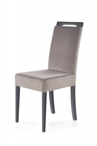 SCAUN DINING STIL CLARION, GRI RIVIERA 91/NEGRU, CU TAPITERIE DIN STOFA FINA SI PICIOARE DIN LEMN MASIV, STIL CLASIC