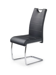 SCAUN DINING STIL K211, NEGRU/CROM, CU TAPITERIE DIN PIELE ECOLOGICA SI PICIOARE DIN METAL, STIL MODERN