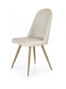 SCAUN DINING STIL K214, CREM/STEJAR AURIU, TAPITERIE DIN PIELE ECOLOGICA SI PICIOARE DIN METAL , STIL MODERN