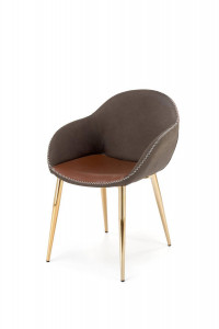 SCAUN DINING STIL K304, GRI INCHIS/MARO/AURIU, CU TAPITERIE DIN PIELE ECOLOGICA SI PICIOARE DIN METAL, STIL MODERN