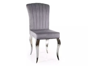 SCAUN DINING STIL PRINCE, GRI TAP 195/CROM, TAPITERIE DIN CATIFEA SI PICIOARE DIN METAL, STIL MODERN
