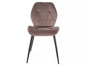 SCAUN DINING STIL RICK, CAPPUCCINO BLUVEL 38/NEGRU MAT, TAPITERIE DIN CATIFEA SI PICIOARE DIN METAL, STIL MODERN - Img 3