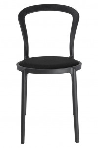 SCAUN DINING/TERASA SLIM, NEGRU, DIN POLIPROPILENA SI STOFA, STIL MODERN - Img 4