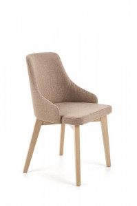 SCAUN DINING TOLEDO, BEJ INCHIS INARI 23/STEJAR, CU TAPITERIE DIN STOFA SI PICIOARE DIN LEMN MASIV, STIL CLASIC