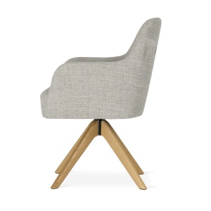 SCAUN DINING TULIP SUPREME WOOD, CONFECTIONAT DIN LEMN, SPUMA, ARCURI SI TEXTIL, GRI/NATURAL, STIL MODERN - Img 3