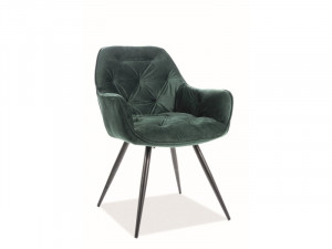SCAUN DINING, VERDE BLUVEL 78/NEGRU MAT, TAPITERIE DIN CATIFEA SI PICIOARE DIN METAL, STIL MODERN
