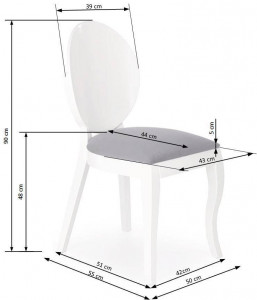 SCAUN DINING VERDI, GRI/ALB, CU TAPITERIE DIN STOFA FINA SI PICIOARE DIN LEMN MASIV, STIL CLASIC - Img 5