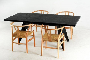 SCAUN DINING WISHBONE, NATUR, DIN LEMN MASIV DE FAG SI FIBRE NATURALE, STIL CLASIC - Img 4