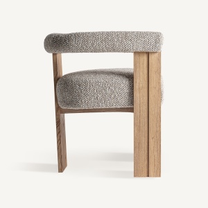 SCAUN ELEGANT USTKA, DIN LEMN DE STEJAR SI TEXTIL GRI, DESIGN CONTEMPORAN, VICAL HOME - Img 3
