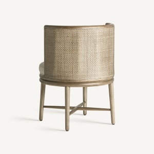 SCAUN ELEGANT VARAIRE, DIN LEMN DE STEJAR MARO SI TEXTIL ALB, DESIGN COLONIAL, VICAL HOME - Img 4