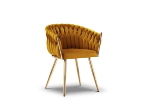SCAUN EXCLUSIVIST SHIRLEY GALBEN, TAPITERIE DIN CATIFEA SI AURIU, STIL MODERN, ARTIM GROUP SELECTION - Img 1