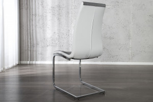 SCAUN LONDON II ALB/GRI 22983 CU TAPITERIE DIN TEXTIL DESIGN MODERN - Img 3