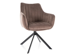 SCAUN PIVOTANT AZALIA VELVET CAPPUCCINO BLUVEL 38/NEGRU, CU TAPITERIE DIN CATIFEA, STIL MODERN