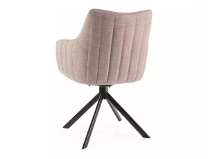 SCAUN PIVOTANT, BEJ 31/NEGRU MAT, TAPITERIE DIN STOFA BREGO SI PICIOARE DIN METAL, STIL MODERN - Img 3