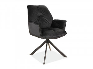 SCAUN PIVOTANT BOOGIE II, NEGRU BLUVEL 19/NEGRU MAT, TAPITERIE DIN CATIFEA SI PICIOARE DIN METAL, STIL MODERN