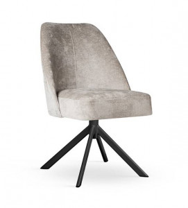 SCAUN PIVOTANT BOSFOR SUPREME, BEJ/NEGRU, TAPITERIE DIN STOFA FINA SI PICIOARE DIN METAL, STIL MODERN - Img 1