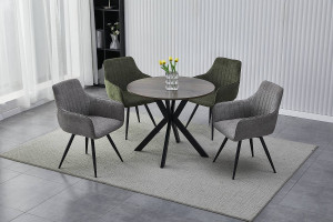 SCAUN PIVOTANT, GRI 18/NEGRU MAT, TAPITERIE DIN STOFA BREGO SI PICIOARE DIN METAL, STIL MODERN - Img 6