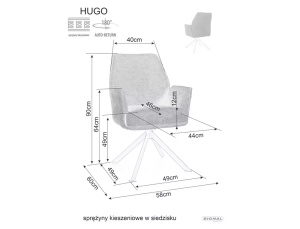 SCAUN PIVOTANT HUGO, BEJ 22/NEGRU MAT, TAPITERIE DIN STOFA BREGO SI PICIOARE DIN METAL, STIL MODERN - Img 6