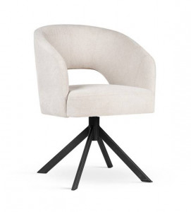 SCAUN PIVOTANT INES SUPREME, BEJ/NEGRU, TAPITERIE DIN STOFA SI PICIOARE DIN METAL, STIL MODERN