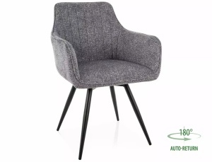 SCAUN PIVOTANT LEO 07, GRI 07/NEGRU MAT, TAPITERIE DIN TEXTIL SI PICIOARE DIN METAL, STIL MODERN