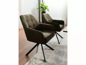 SCAUN PIVOTANT METRO, OLIVE 77/NEGRU MAT, TAPITERIE DIN STOFA BJORN SI PICIOARE DIN METAL, STIL MODERN - Img 6