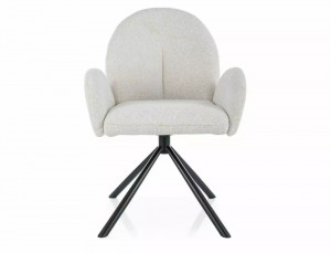 SCAUN PIVOTANT PLANET, BEJ 22/NEGRU MAT, TAPITERIE DIN STOFA RAVEN SI PICIOARE DIN METAL, STIL MODERN - Img 2