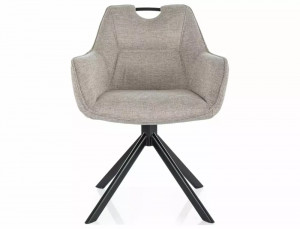 SCAUN PIVOTANT REMO, BEJ DESCHIS 31/NEGRU MAT, TAPITERIE DIN STOFA BREGO SI PICIOARE DIN METAL, STIL MODERN - Img 2