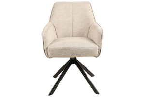 SCAUN PIVOTANT STIL NOTTI, BEJ 31/NEGRU MAT, TAPITERIE DIN STOFA BREGO SI PICIOARE DIN METAL, STIL MODERN - Img 2