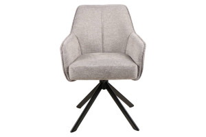 SCAUN PIVOTANT STIL NOTTI, GRI 07/NEGRU MAT, TAPITERIE DIN STOFA BREGO SI PICIOARE DIN METAL, STIL MODERN - Img 2