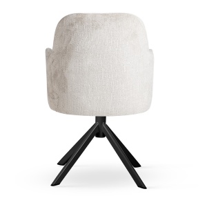 SCAUN PIVOTANT TULIP SUPREME, CONFECTIONAT DIN METAL, SPUMA, ARCURI SI TEXTIL, BEJ/NEGRU, STIL MODERN - Img 3